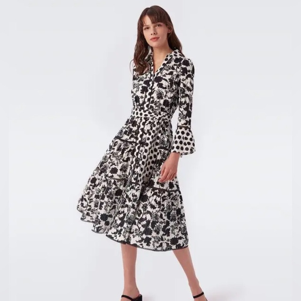 DVF BARRY COTTON MIDI DRESS